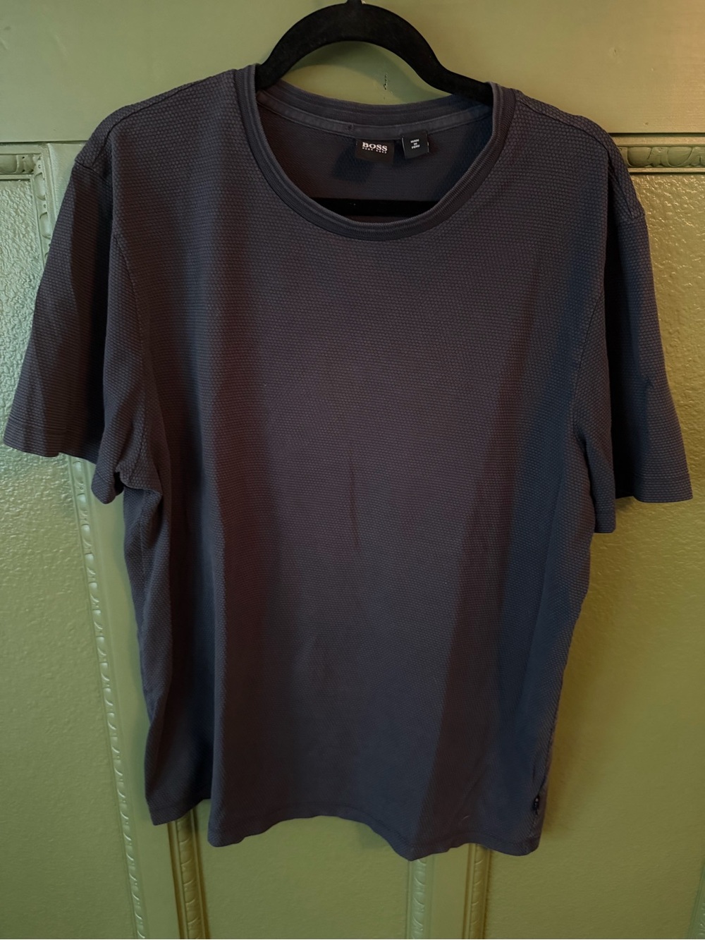 Hugo Boss Men's Navy Short-Sleeve Textured Crew Neck Tee